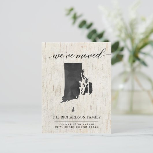 Bewegende aankondiging, Rhode Island staat rustiek Uitnodiging Briefkaart (Staand voorkant)
