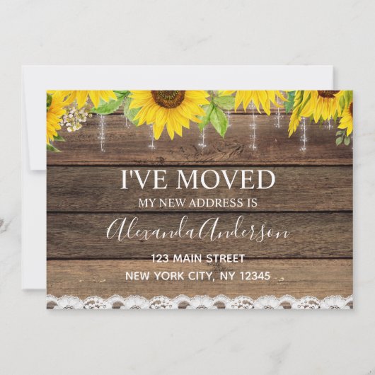 Bewegende Aankondiging Rustiek Zonnebloem Hout (Voorkant)