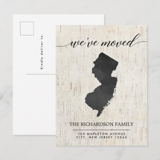 Bewegende aankondiging, rustieke staat New Jersey Uitnodiging Briefkaart (Voorkant / Achterkant)