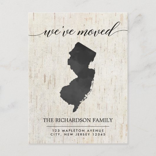 Bewegende aankondiging, rustieke staat New Jersey Uitnodiging Briefkaart (Voorkant)