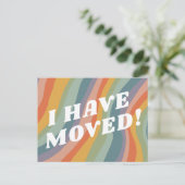 BEWEGENDE AANKONDIGING Stripes Retro Muted Rainbow Briefkaart (Staand voorkant)