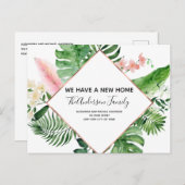 Bewegende Aankondiging Tropical Floral Waterverf (Voorkant / Achterkant)