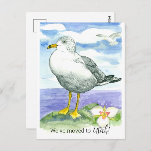 Bewegende aankondiging Utah Seagull Sego Lily Flow Briefkaart (Voorkant / Achterkant)
