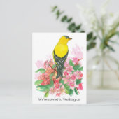 Bewegende aankondiging Washington Goldfinch Flower Briefkaart (Staand voorkant)