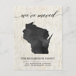 Bewegende aankondiging, Wisconsin staat rustiek Uitnodiging Briefkaart