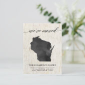 Bewegende aankondiging, Wisconsin staat rustiek Uitnodiging Briefkaart (Staand voorkant)
