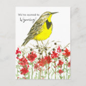 Bewegende Aankondiging Wyoming Meadowlark Paintbru Briefkaart (Voorkant)