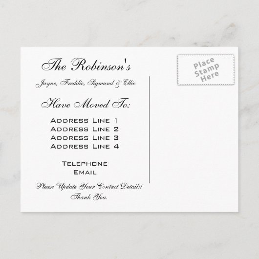  bewegende aankondigingen aankondigingskaart (Achterkant)