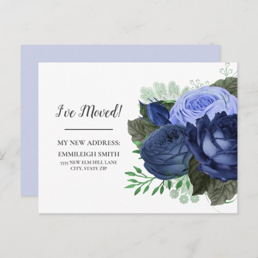 Bewegende aankondigingen Navy Dusty Blue White Bri (Voorkant / Achterkant)