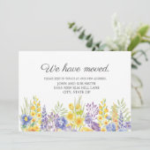 Bewegende bekendmaking Geel Blauw Paars Floral Aankondiging (Staand voorkant)