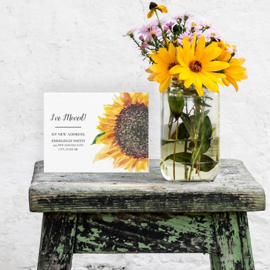 Bewegende bekendmaking Geel Zonnebloem Wit Briefkaart