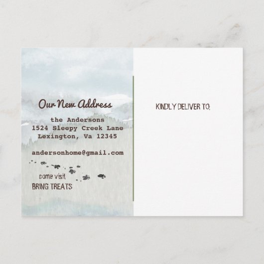 Bewegende Black Cocker Spaniel Nieuw Adres Aankondigingskaart (Achterkant)