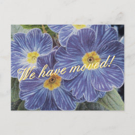 Bewegende briefkaarten met blauw bloemontwerp