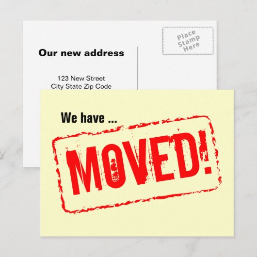 Bewegende briefkaarten met rood rubberen stempelon (Voorkant / Achterkant)