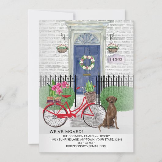 Bewegende Chocolade Labrador Retriever Fietsdeur Aankondiging (Voorkant)