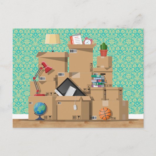 Bewegende dozen Nieuw Huis Adres Aankondigingskaart (Voorkant)