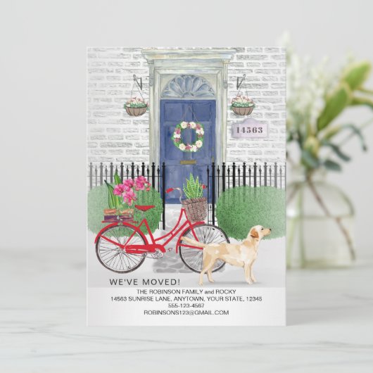 Bewegende gele Labrador Retriever Fietsdeur Aankondiging (Staand voorkant)