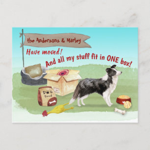 Bewegende Grens Collie Dog Ons Nieuwe Adres   Briefkaart