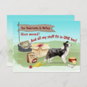 Bewegende Grens Collie Dog Ons Nieuwe Adres   Briefkaart (Voorkant / Achterkant)