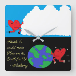 Bewegende hemel en aarde: vierkante klok