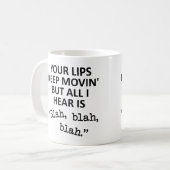 Bewegende Lippen Blah Blah Blah Grappige Mok (Voorkant links)