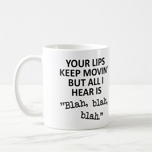 Bewegende Lippen Blah Blah Blah Grappige Mok (Links)