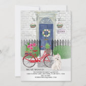 Bewegende Schattigee Westie Hond Fietsdeur Adres Aankondiging (Voorkant)