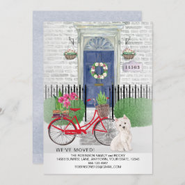 Bewegende Schattigee Westie Hond Fietsdeur Adres Aankondiging