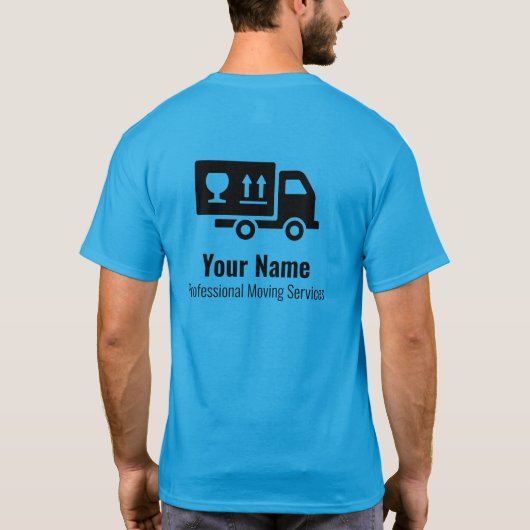  bewegende services blauw t-shirt (Achterkant)