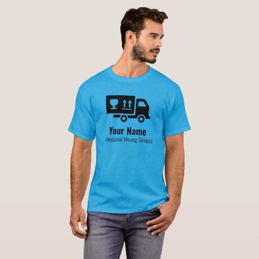  bewegende services blauw t-shirt (Voorkant volledig)