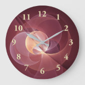 Beweging Abstract Moderne Wijn Rood Roze Fractal A Grote Klok (Voorkant)
