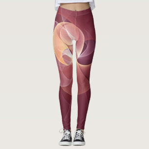 Beweging Abstract Moderne Wijn Rood Roze Fractal A Leggings