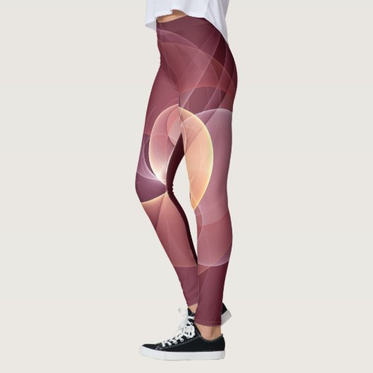 Beweging Abstract Moderne Wijn Rood Roze Fractal A Leggings (Links)