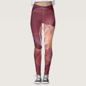 Beweging Abstract Moderne Wijn Rood Roze Fractal A Leggings (Voorkant)