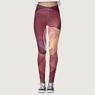 Beweging Abstract Moderne Wijn Rood Roze Fractal A Leggings