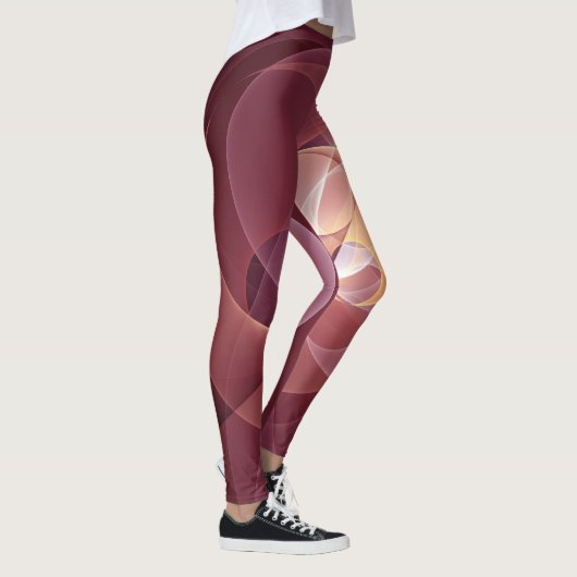 Beweging Abstract Moderne Wijn Rood Roze Fractal A Leggings (Rechts)