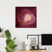 Beweging Abstract Moderne Wijn Rood Roze Fractal A Poster (Thuiskantoor)