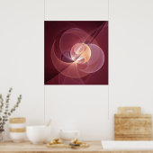 Beweging Abstract Moderne Wijn Rood Roze Fractal A Poster (Keuken)