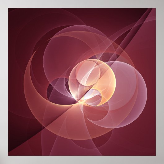 Beweging Abstract Moderne Wijn Rood Roze Fractal A Poster (Voorkant)