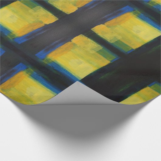 "Beweging" Blauw Geel Verpakpapier, 30 in x 6 ft Cadeaupapier (Hoek)