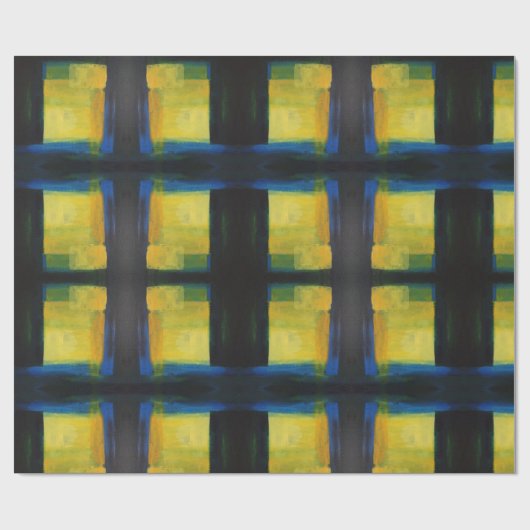 "Beweging" Blauw Geel Verpakpapier, 30 in x 6 ft Cadeaupapier (Vlak)