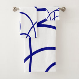 Beweging: Line Art in blauw en wit Bad Handdoek
