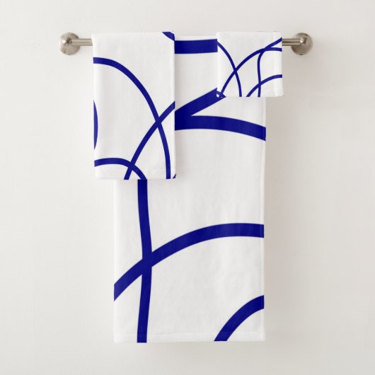 Beweging: Line Art in blauw en wit Bad Handdoek (Insitu)