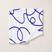 Beweging: Line Art in blauw en wit Bad Handdoek (Wasdoekje)