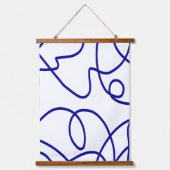 Beweging: Line Art in blauw en wit Hangend Wandkleed (Voorkant)