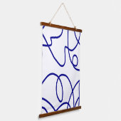 Beweging: Line Art in blauw en wit Hangend Wandkleed (Gebogen)