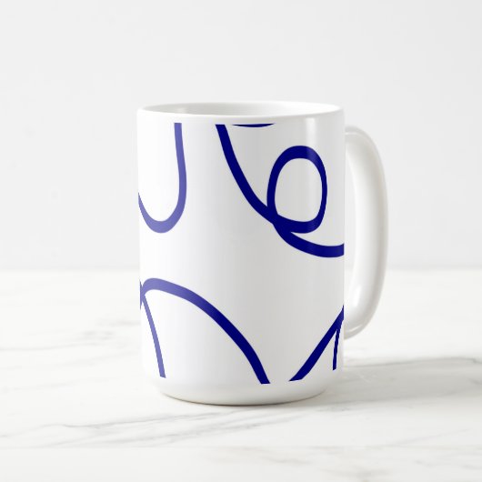 Beweging: Line Art in blauw en wit Koffiemok (Voorkant rechts)