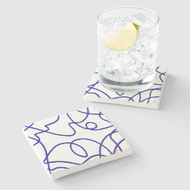 Beweging: Line Art in blauw en wit Stenen Onderzetter