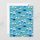 Beweging met het Patroon van de Golven van het Zee Briefkaart (Voorkant / Achterkant)