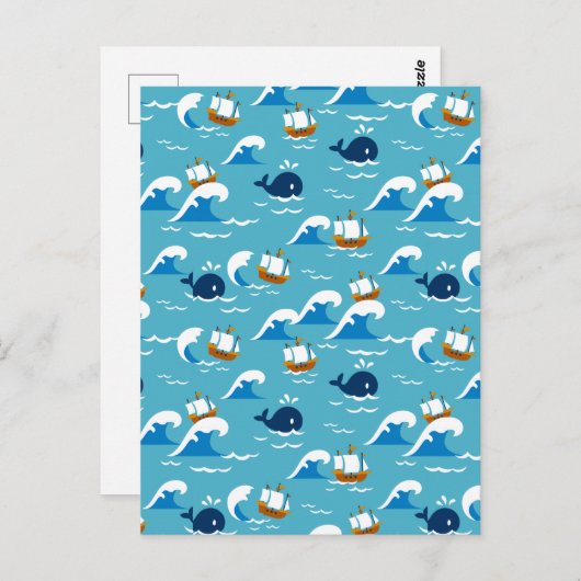 Beweging met het Patroon van de Golven van het Zee Briefkaart (Voorkant / Achterkant)